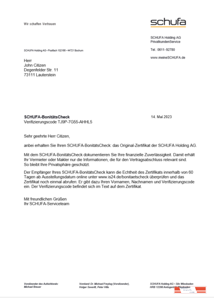 Germany Schufa utility bill Word and PDF template scr